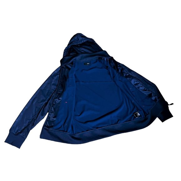 FILA Men's Navy Lightweight Hooded Lined Zipper Jacket w/Front Pockets, Size L - Picture 6 of 10